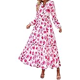 PRETTYGARDEN Womens 2026 Fall Fashion Clothing Boho Maxi Dresses Floral Long Sleeve Flowy Elegant Wedding Guest Holiday Dress