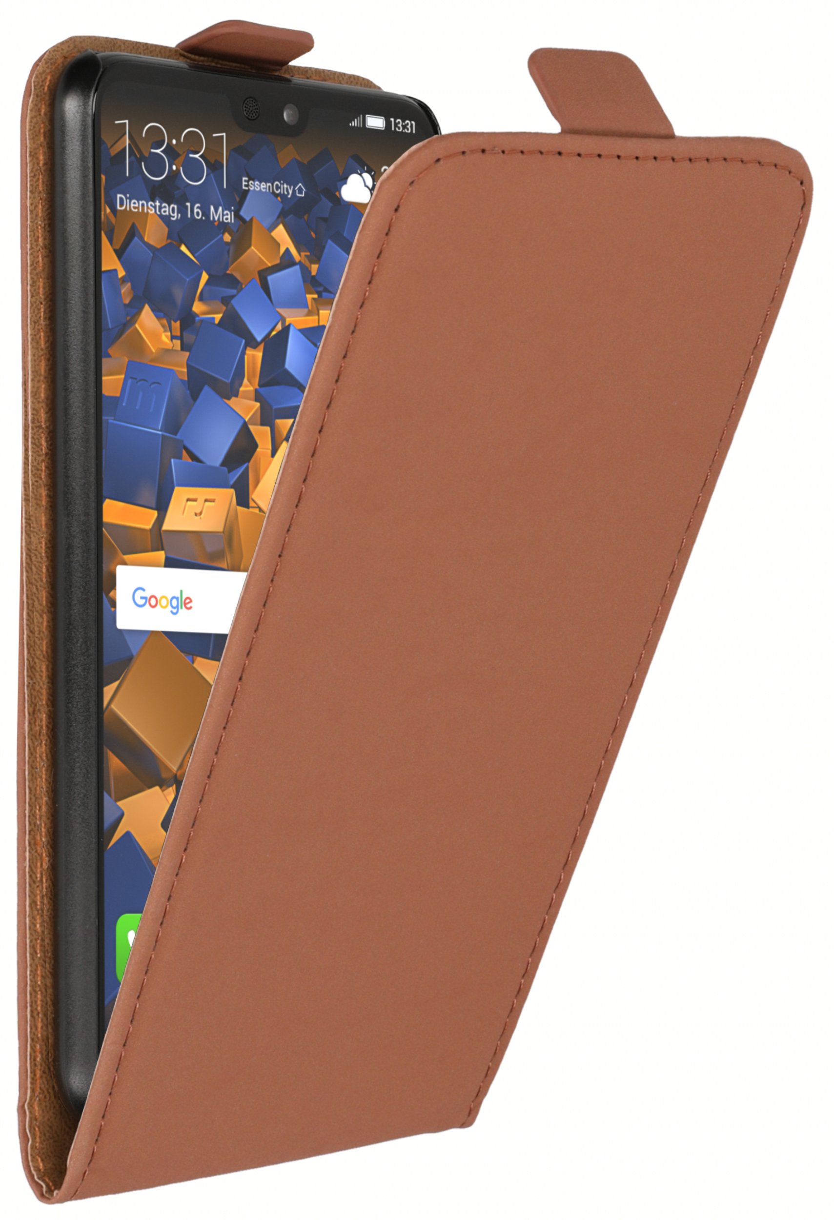 mumbi Flip Case Compatible with Huawei P20 Brown