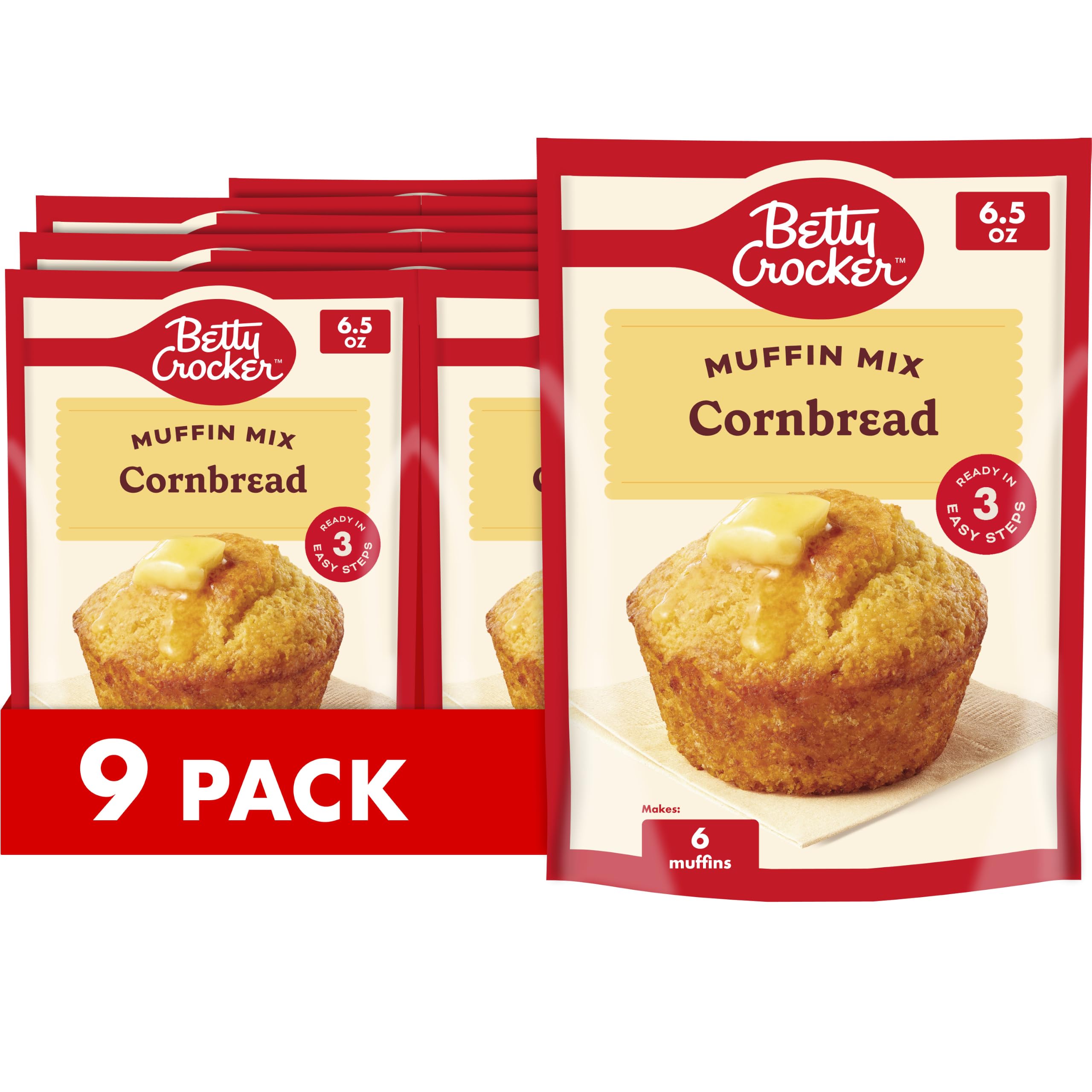 Betty Crocker Cornbread and Muffin Baking Mix, 6.5 oz. (Pack of 9)