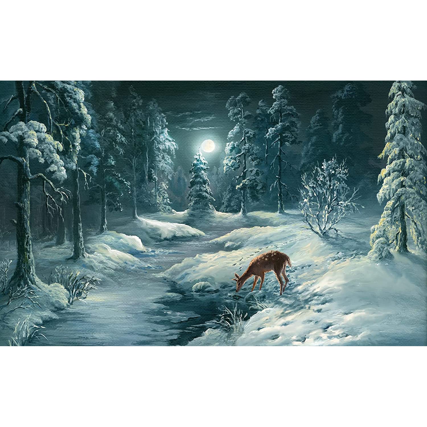 JMbeauuuty 1000 Piece Puzzles Deer Jigsaw Puzzles for Adults, Difficult Jigsaw Adult - Winter Snow Forest Deer Challenge Game - 70 x 50 cm