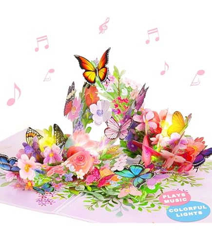 Garden Butterflies 3D Pop Up Greeting Card - Spring & Summer Birthday Card For Wife, Beautiful