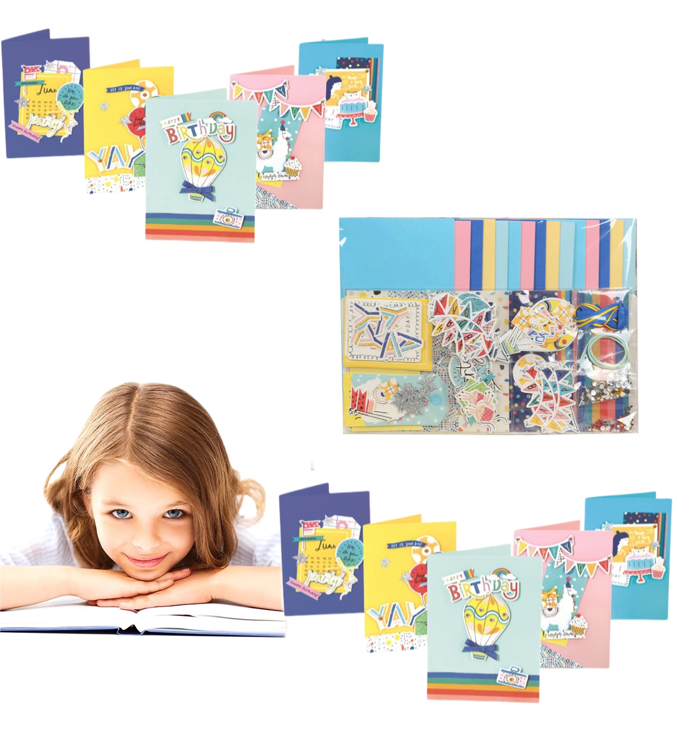 Complete Card Making Kit for Adults and Kids - 15 Blank Cards, Envelopes and Decorations - Supplies for All Occasions, Birthdays