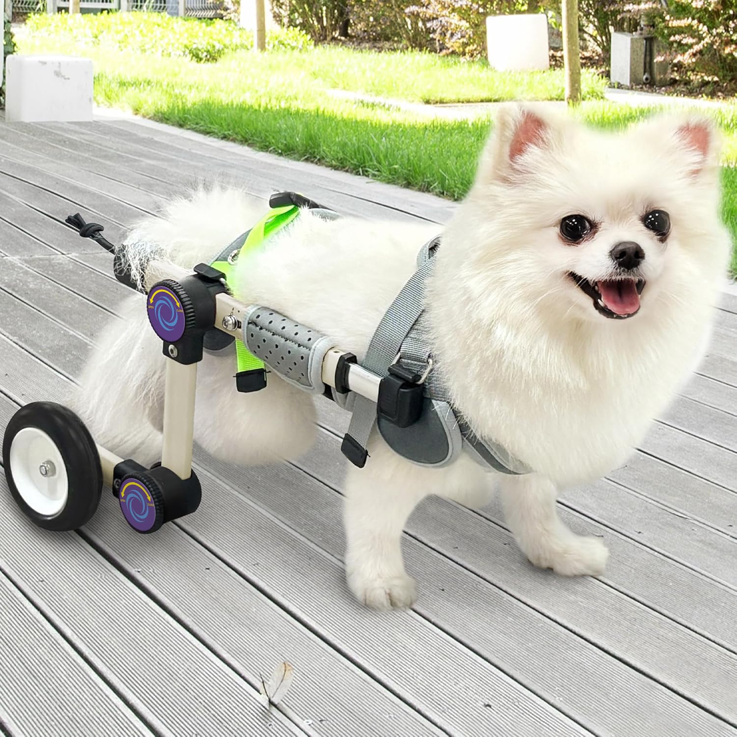 Photo 1 of LetPetRun Adjustable Dog Wheelchair for Back Legs Mobility Support Lightweight Pet Wheelchair for Disabled Hind Legs Walking Stable Dog Cart for Pets, X-Small Plus White