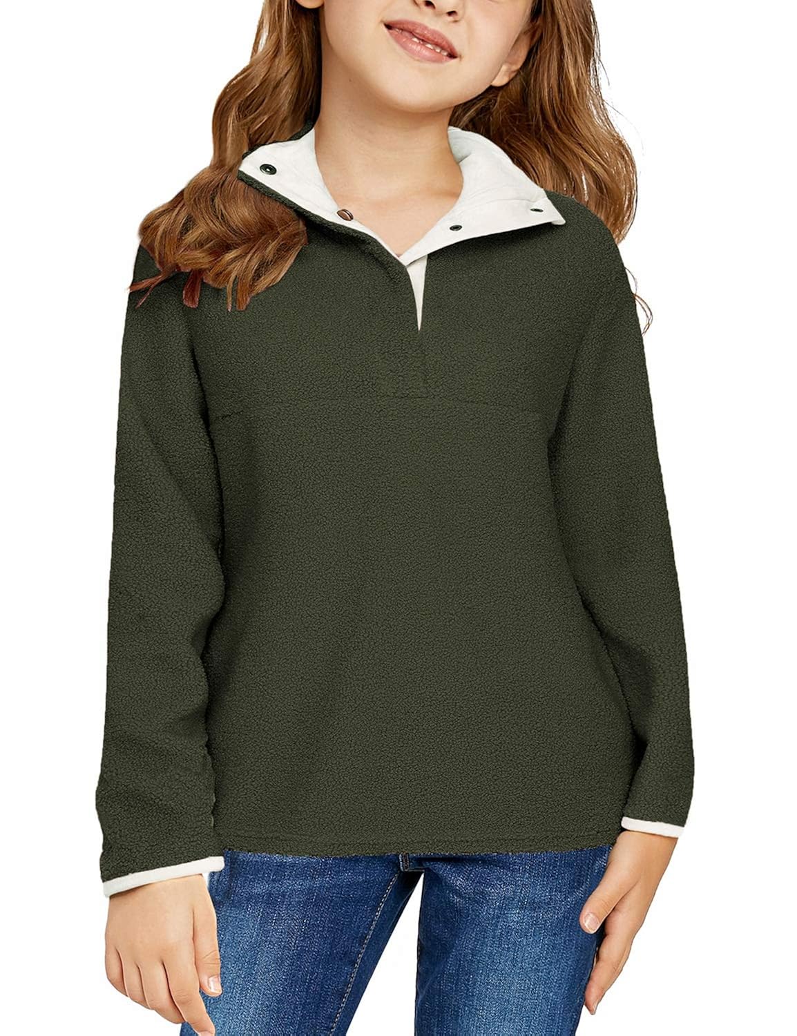 GRAPENT Girls Open Front Long Sleeve Cardigan Pocket Sweater Outwear 4-13 Years
