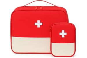 VLYHOLU 2 Pieces Medicine Bag Empty, Travel Pharmacy & First Aid Storage Bag, Waterproof Oxford Medicine Organizer for Home, 