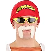 WWE Hulk Hogan Adult Costume Kit | Hulkamania Attire | Headscarf, Mustache & Sunglasses