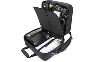 USA GEAR Projector Case - Portable Projector Bag Compatible with Epson Home Cinema 1060, GooDee 2020, YABER Y30, and More Movie Projectors - Scratch Resistant and Customizable Interior (Black)