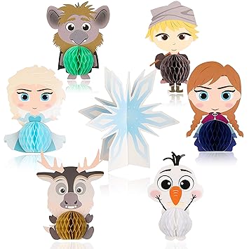 Ticiaga 7pcs Frozen Honeycomb Centerpieces Table Topper For Girls