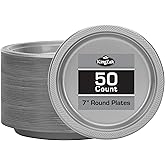 Hanna K. Signature Silver Solid Color Premium Heavy Weight Plastic Appetizer Plate (7") 50 Count - Elegant & Durable, Perfect for Parties, Weddings & Everyday Use