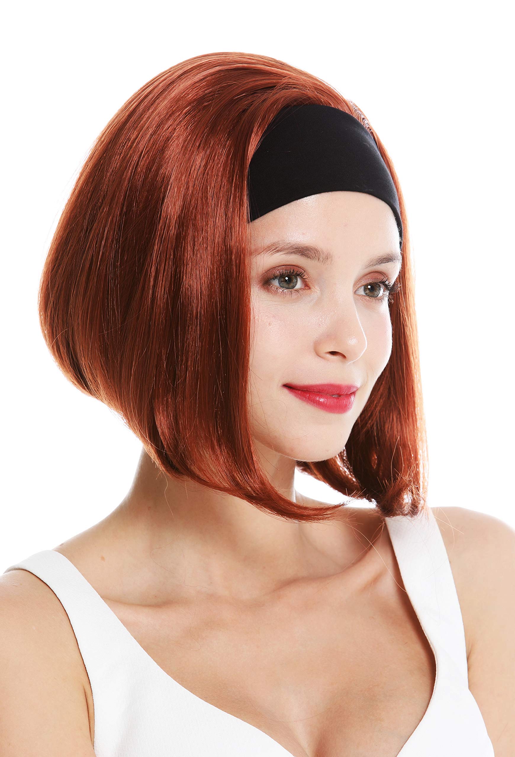 WIG ME UP - GFW948-H-130 women's party wig headband short sleek 80's retro look copper red