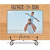 YKYENR 4x6 Wooden Photo Frame With A Stand -Father & Son Forever - Best Dad Ever Picture Frame, Father's Day, Daddy Birthday Gift(Horizontal) -XK-A18