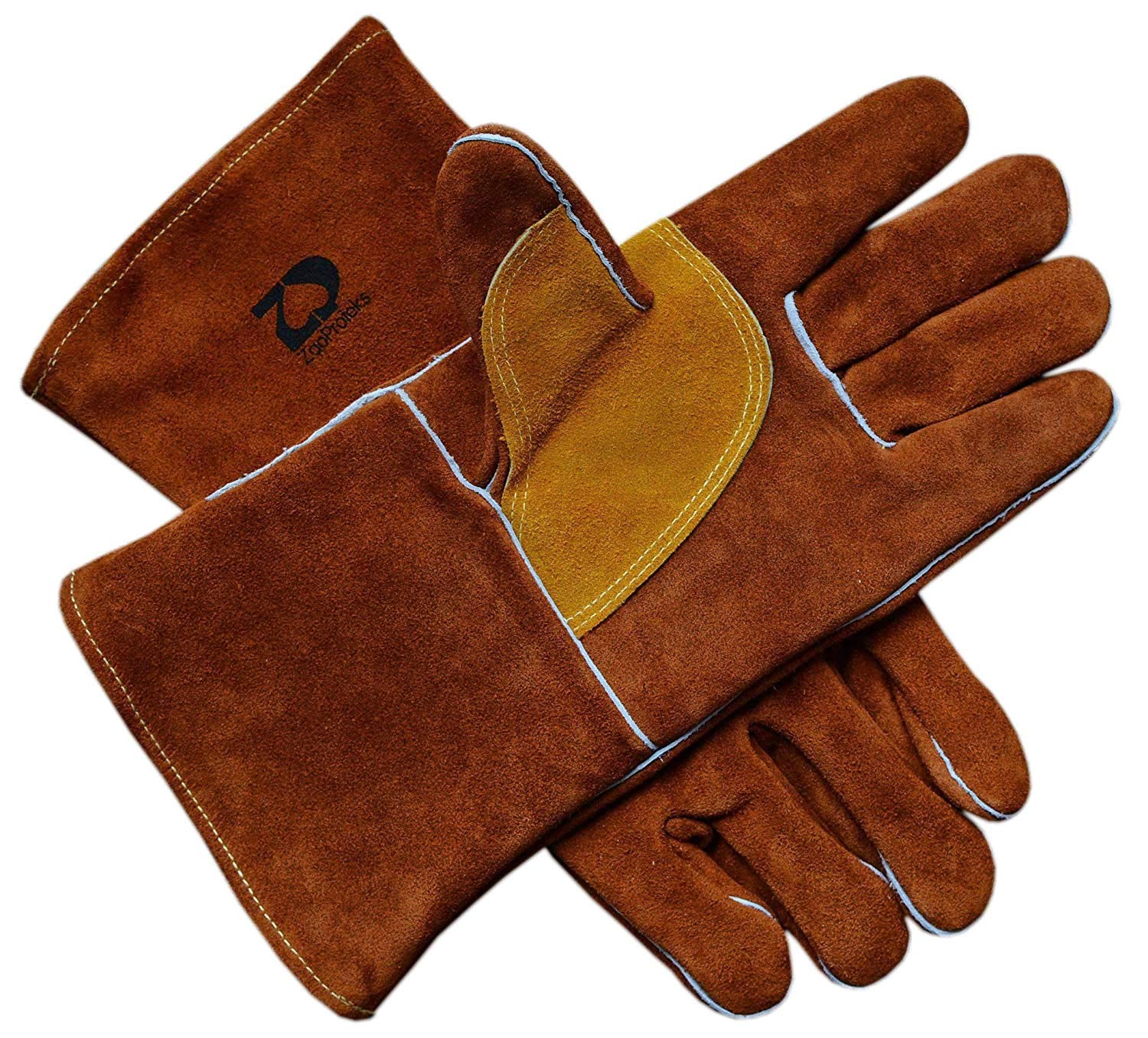 ZaoProteks ZP1708 Cowhide Leather Heat Resistant Welding Gloves,Work Gloves -For Welding/Gardening/Camping/Fireplace/Hearth/Stove/Barbecue and so on