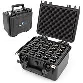 CASEMATIX Harmonica Case for Multiple Harmonicas Compatible with Up to 25 Hohner, Fender and Other Harmonicas up to 5 inches - Includes Waterproof Carrying Case Only for Reed Wind Instruments