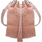 Montana West Aztec Bucket Bags for Women Western Fringe Crossbody Bag Ladies Vintage Drawstring Bucket Bag