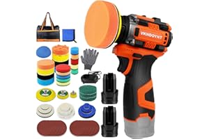 Brushless Cordless Polisher, 2 Variable Speed Mini Buffer Polisher (0-500/0-3000 RPM), 2Pcs 3.0Ah Batteries, 1/2/3" Backing P