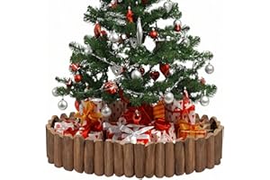 CIAMORE Christmas Tree Edging, Wooden Edgings for Christmas Tree gate, Edging Border Mini Christmas Tree Edging Barrier, Home Garden Christmas Tree Edging Edge (7.8" H x 47" L, 1 Pack)