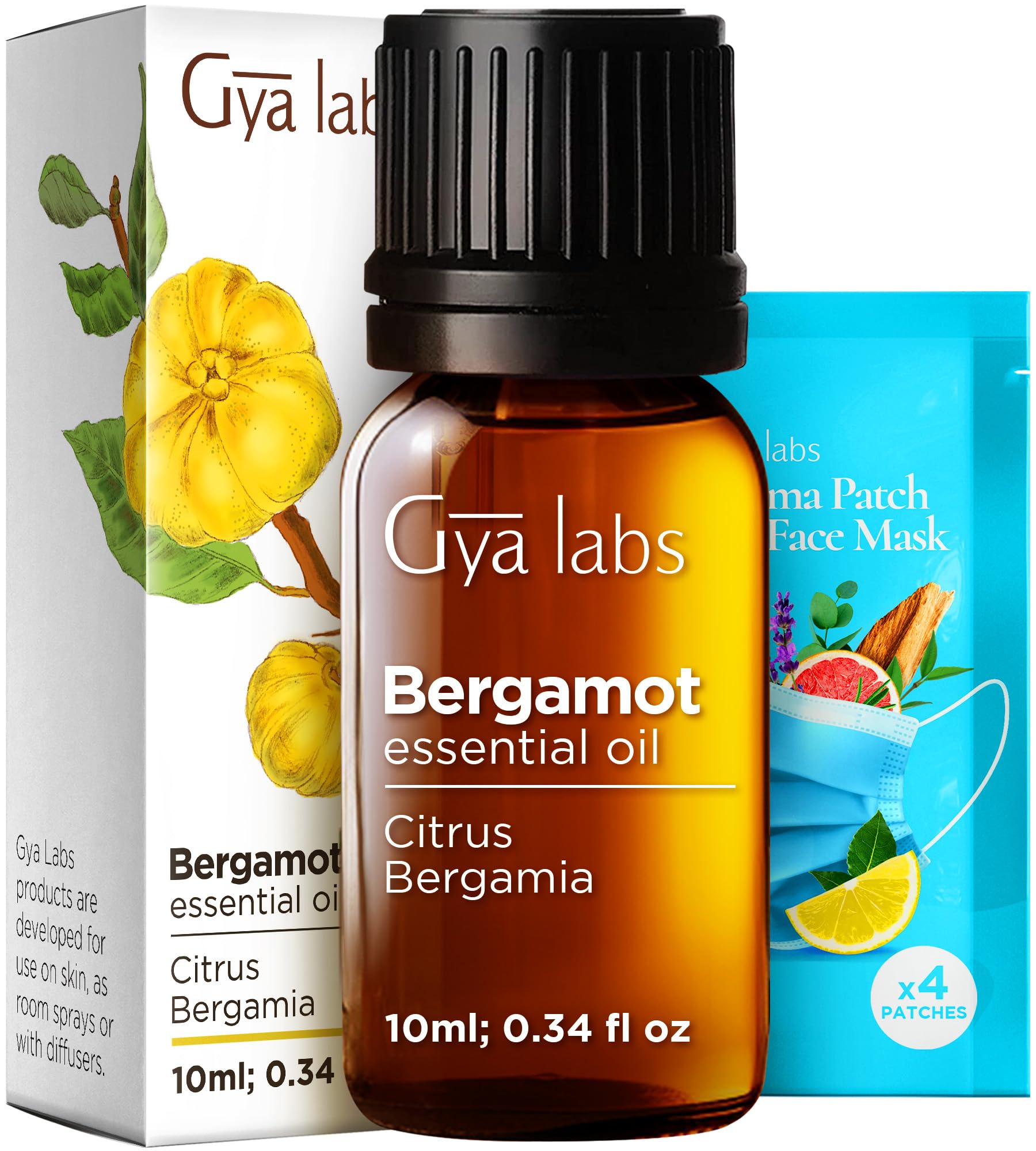 Gya Labs Bergamot Essential Oil for Diffuser - Bergamot Essential Oil - Bergamot Oil for Hair, Shampoo, Skin, Aromatherapy & Candle Making - Zesty & Refreshing Scent - 100% Natural (10ml)