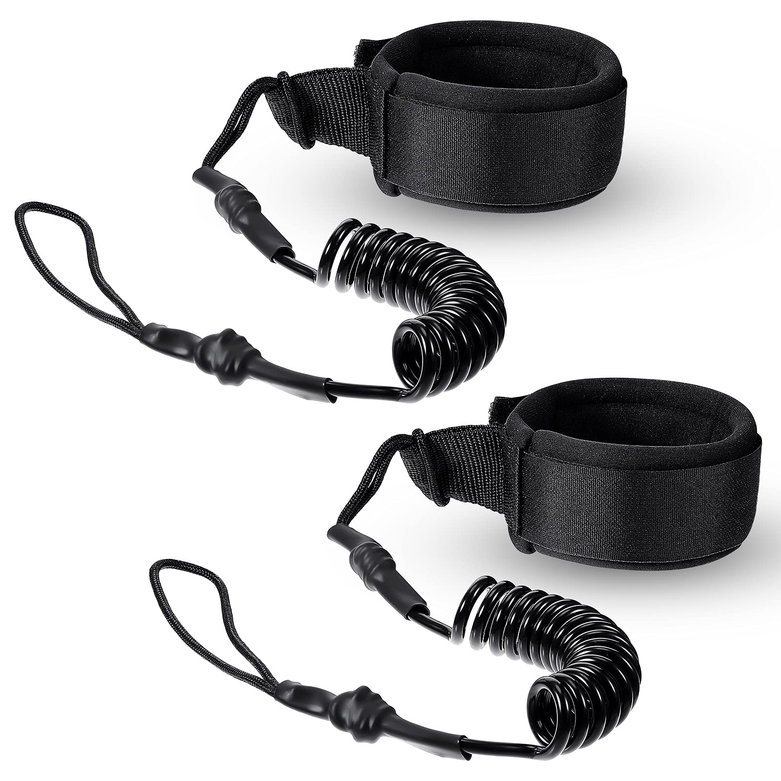 Photo 1 of 2 Pieces Surf Board Leashes Coiled Leash Rope Paddle Board Surfboard Leash Compatible with SUP Surfing Leg Rope Leash Surf Straps Stay on Board Ankle Strap Ankle Accessory for Surfing