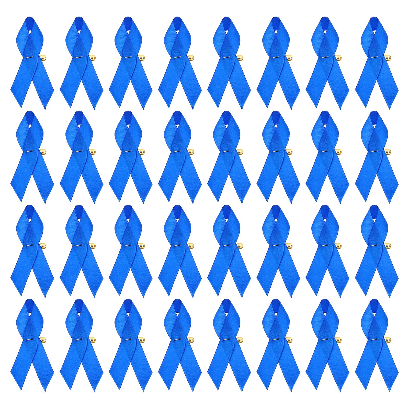 PATIKIL 50 Pieces Blue Polyester Ribbon Satin Pins, Awareness Ribbon Satin with Safety Pins