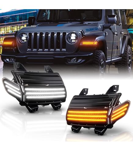 AmeriLite Sequential LED Turn Signal Lights - Smoke Lens, Full DRL For 2018-2020 Jeep Wrangler JL (Pair)