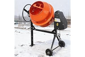 OARLIKE 5 Cubic Ft Electric Cement Mixer, 4/5 HP 600W Electric Mixer Machine with 140L Drum, 2 Wheels and Stand, Portable Concrete Mixing Machine for Mortar, Stucco, Seeds and Fodder