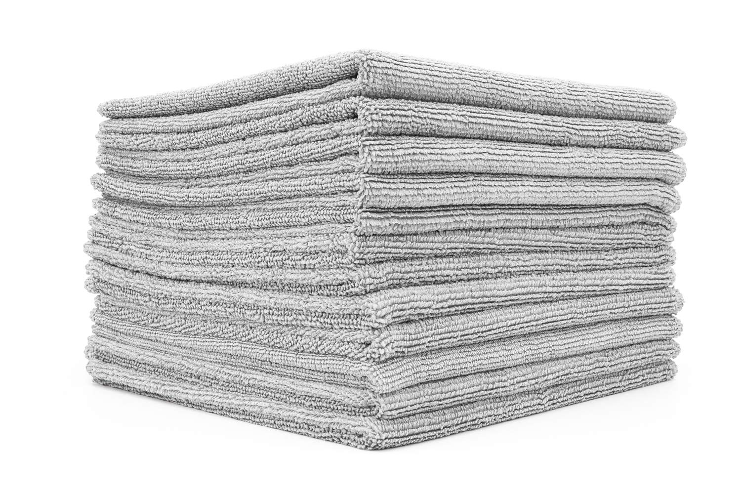 The Rag CompanyAll-Purpose Microfiber Terry Cleaning Towels - Commercial Grade, Highly Absorbent, Lint-Free, Streak-Free, Kitchens, Bathrooms, Offices, 300gsm, 14in x 14in, Ice Grey (12-Pack)