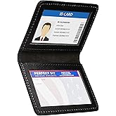 Perfect Fit Shield Wallets Duty Leather 2 ID Leather Bifold License Holder Dual Double I.D. Case Card Permit Slim Wallet (Black)
