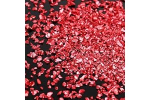 BONNY BOXX Irregular Crushed Glass Chips Sprinkles, 100g Metallic Chunky Glitter Stones for Nail Art, Resin Mold Filler, DIY Crafts, Vase Filler, Jewelry Making (Red)