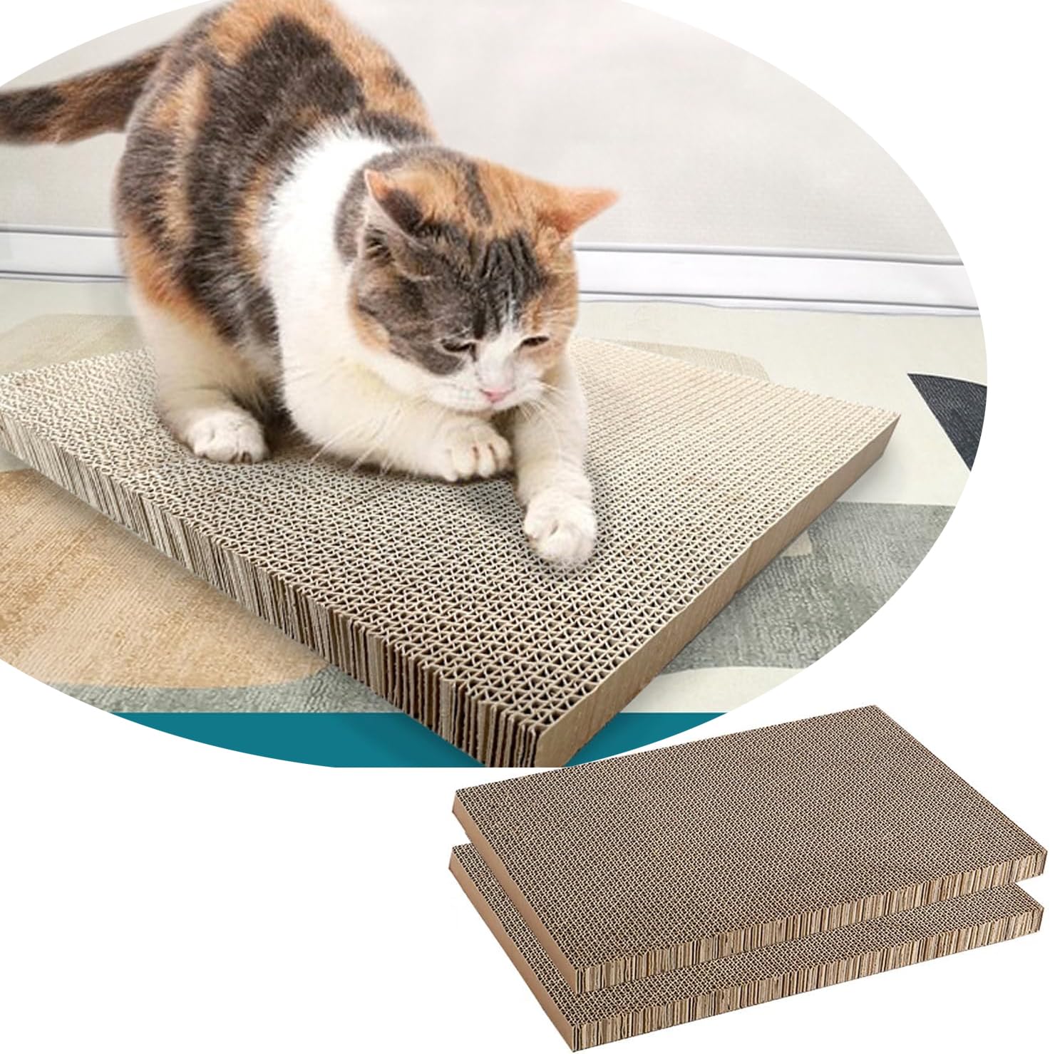 Mekidulu 2 PCS Cardboard Cat Scratchers & Houses, Refill for Indoor Cat Bed (45 * 26.5CM)