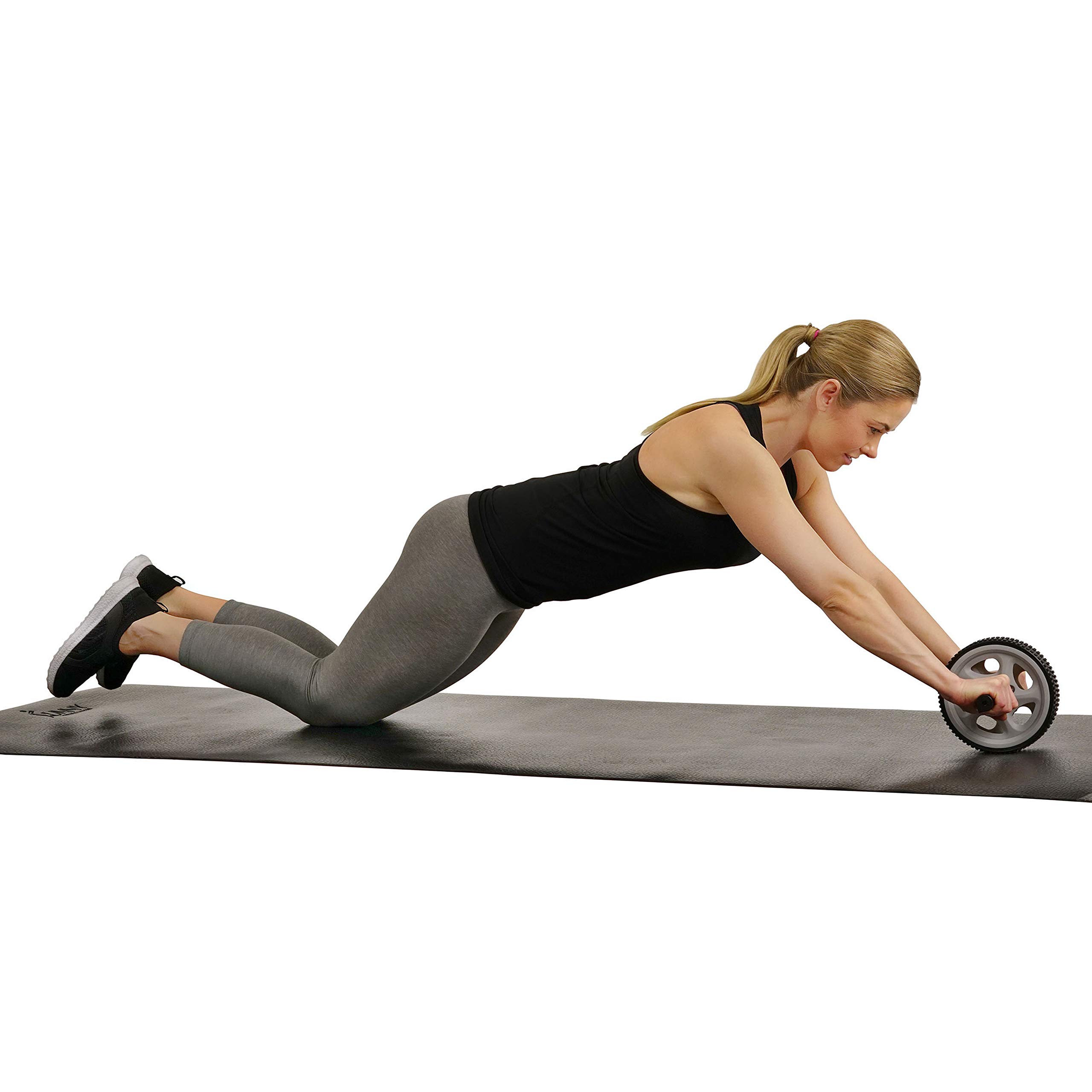 Sunny Health & Fitness Waist Trainer Ab Roller with Elbow Support, Training Wheels, Foldable for Home Gym, Abdominal Exercises, Core Strength, Glute Trainer, Crunch Workouts with Optional Dip Station