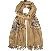 Urban CoCo Women's Embroidered Oversize Tassel Shawl Scarf Wraps for Women