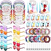 Landical 72 Pcs Kpop Party Favors Friendship Gifts 12 Set Include Bead Bracelets Disco Ball Necklace Heart Sunglasses Scrunchies Gift Bags for Kpop Fans Party Supplies Birthday Decorations