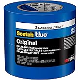 ScotchBlue Original Multi-Surface Painter's Tape, 1.88 Inches x 60 Yards, 2 Rolls, Blue, Paint Tape Protects Surfaces and Rem