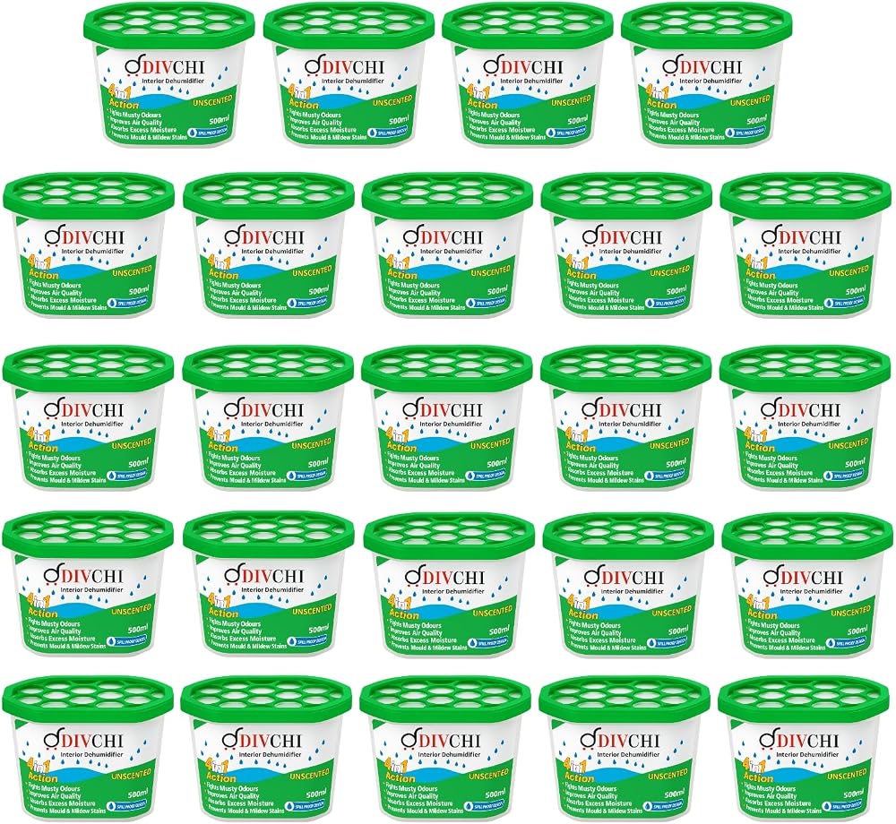 DIVCHI Disposable Dehumidifier 500ml Pack of 24 Moisture Absorber