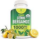 Organic Citrus Bergamot Supplement - Only USDA, Cardiologist Formulated with 200+ Scientific Studies -1000mg - Patented Extract, Heart, Cholesterol, & Lipid - Italian Bergamot High Polyphenols 60caps