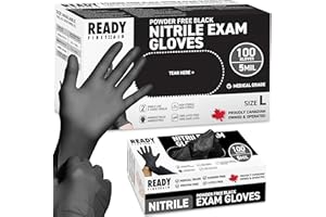 Ready First Aid Nitrile Disposable Gloves, Medical Grade Powder-Free Latex-Free Ambidextrous Examination Gloves Non-Sterile, 