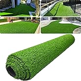 honeypet Realistic Artificial Grass 4 FT x 13 FT Green Synthetic Turf Rug Fake Grass Mat Indoor Outdoor Lawn Landscape for Garden, Balcony, Patio with Drainage Holes & Rubber Backing