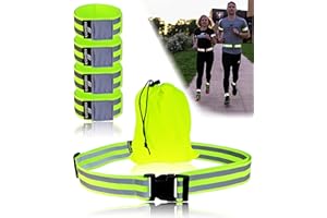 FREEMOVE Reflective SASH with 2 Bands - or - Reflective Runners Waist Belt with 4 Arm Bands > Easy to Put On/Off Reflective Gear for Guaranteed Visibility & Safety for Dog Walking, Running, Cycling