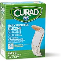 Curad - NON75100Z CURAD Truly Ouchless Silicone Adhesive Bandages, Fabric Bandages, For Delicate Sensitive Skin, 3/4"X3…
