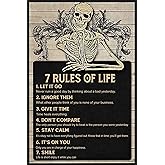 Skull Metal Tin Sign 7 Rules Of Life Funny Poster Cafe Bar Living Room Kitchen Bathroom Home Art Wall Decor Plaque