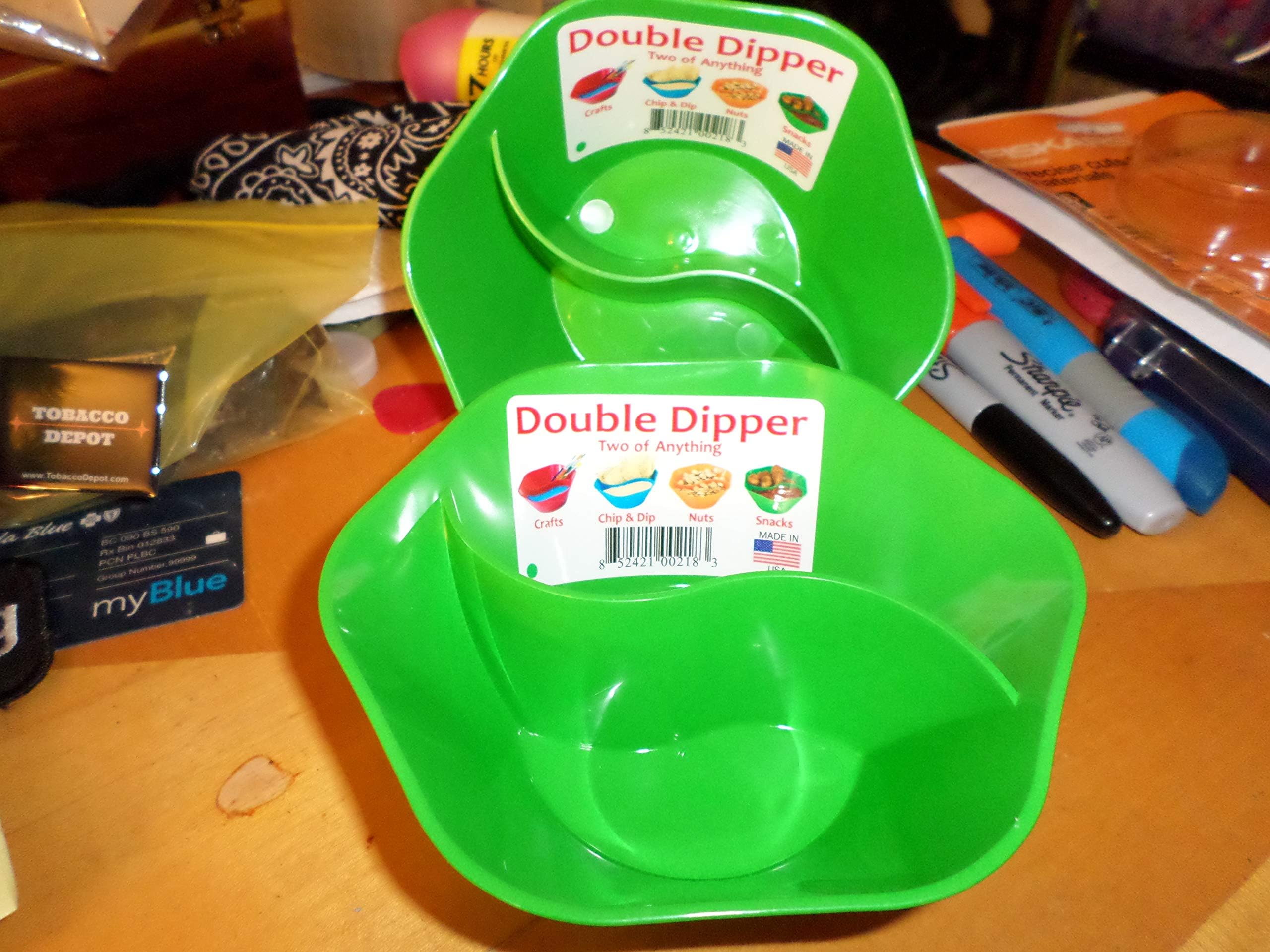 Double Dipper - Two of Anything Bowl - Blue - Set of 2 (Green)