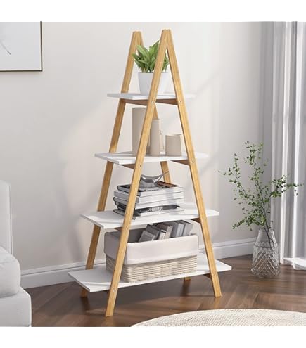 Amazon.com: SHUANGZ 4 Tier Ladder Shelf, 23.6L x 13.8W x 57.9H
