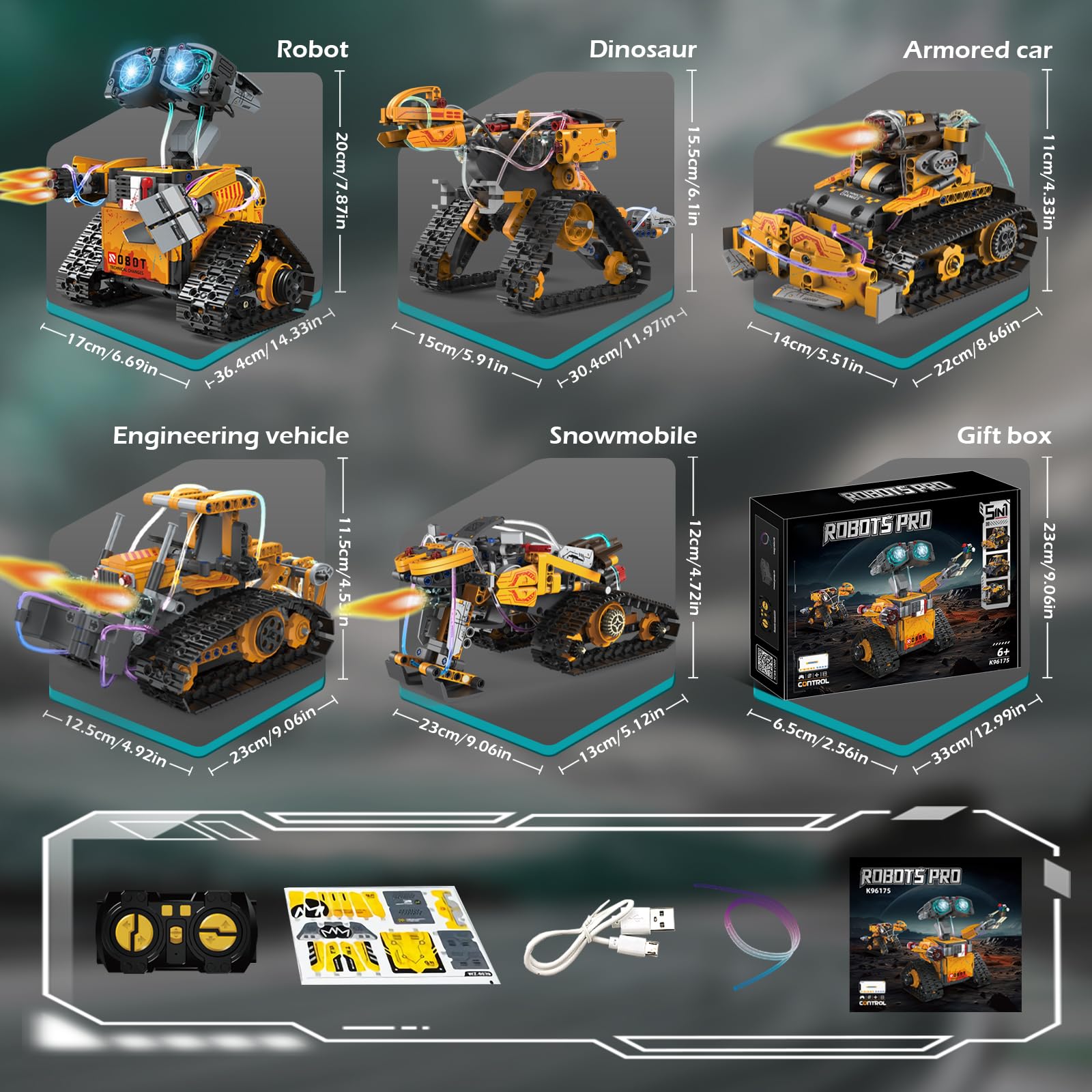 5-in-1 Technik Roboter Spielzeug für Kinder – 673 Stück App & Fernsteuerung Wall Robot Bauset, Programmierbares STEM Bauspielzeug, Geburtstags Geschenk für Kinder ab 6-12+ Jahre Jungen Mädchen 8