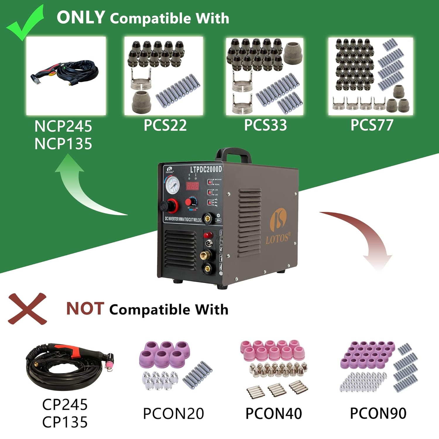 LOTOS LTPDC2000D Non-Touch Pilot Arc 50A Plasma Cutter 200A Tig Welder & Stick Welder 3 in 1 Combo Welding Machine, ½ Inch Clean Cut, Brown: Power Plasma Cutters: Industrial & Scientific