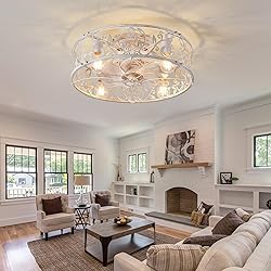 Garwarm 20" Caged Ceiling Fan With Light, Flush