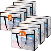 Lifewit 6 Pack Clear Storage Bags, 45L Clothes Organizer with Zipper | Foldable Plastic Blanket Storage Bags, Closet Organization Containers and Moving Bag for Comforter, Bedding, Duvet