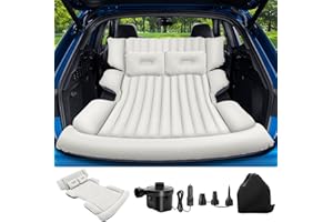 FineBud SUV Air Mattress with Air Pump,Thickened Camping Bed with 2 Pillows,Portable Car Air Mattress,Quick Easy Set-Up,Inflatable Bed for Car,Durability car Bed for SUV, Home,Travel,Camping(GreyBlue)