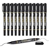 deli Twin Tip Permanent Markers,12 Count | Fine Point and Ultra Fine Point for Signature and Marking, Black