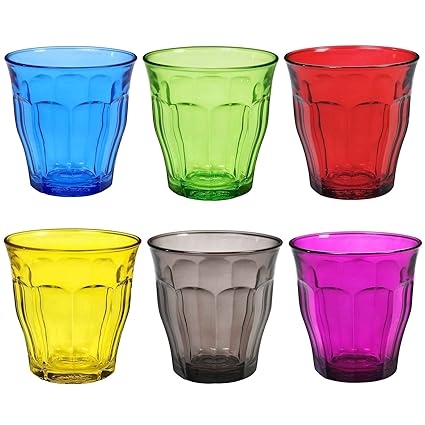Duralex Picardie Farbige Wasserbecher Gläser - 250ml - Bunt - Set aus 6
