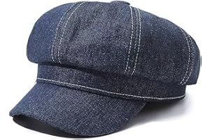 LSYJING Girls' Newsboy hat Chic Stylish Summer Beret 90s Taxi Driver hat Octagonal Shade Flat hat Girl Gift Denim Blue